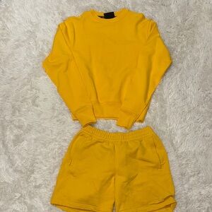 HUMAN RACE Adidas Yellow Sweatshirt and Shorts Set